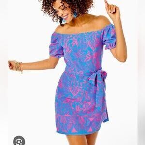 Lilly Pulitzer Womens 16 Jada Off the Shoulder Romper NEW